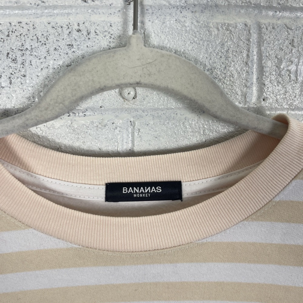 Bananas Monkey Crewneck Sweatshirt Peach Striped Mens Size M Streetwear - Picture 3 of 9
